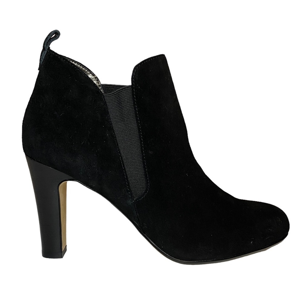 Talbots Suede Leather black Heeled boot booties womens shoes 8.5